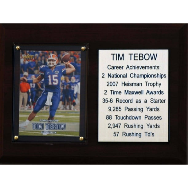 NCAA Football Tim Tebow Florida Gators Career Stat Plaque